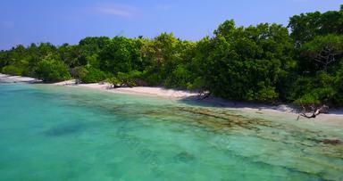 热带摘要拍摄夏天白色天堂沙子海滩阿卡蓝色的海洋背景色彩斑斓的